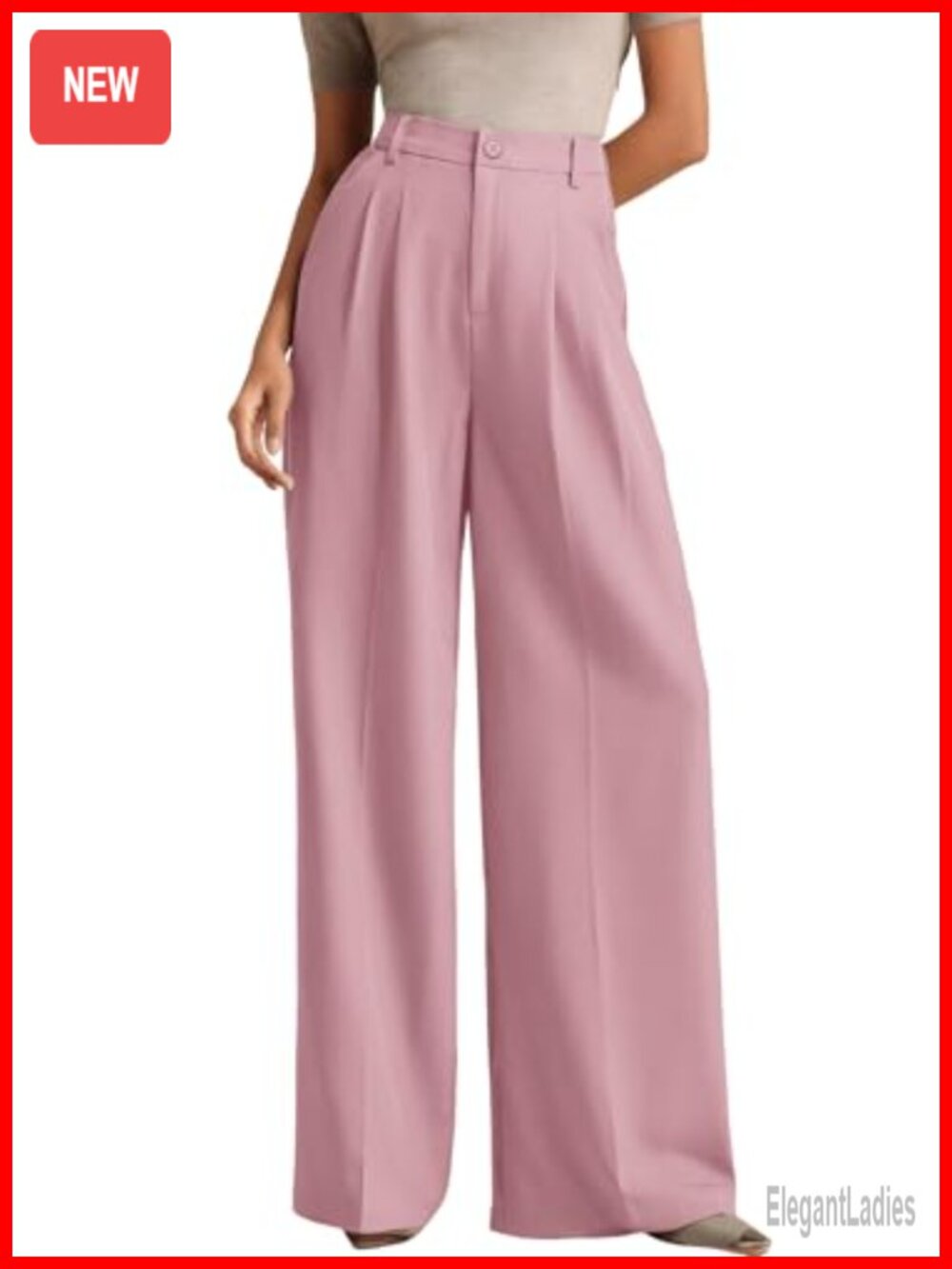 Wide Leg Dress Pants High Waisted Trousers with Pockets
